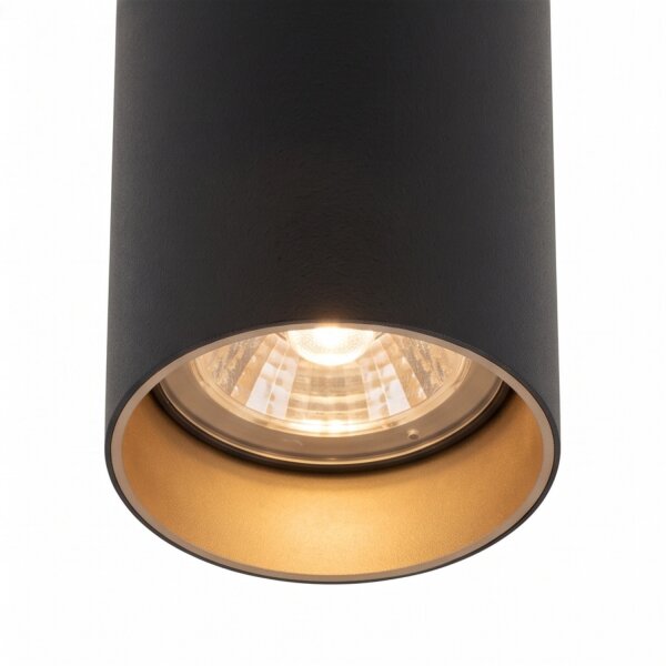 Spot de plafond acier noir or GU10 5,5 cm rond cylindre
