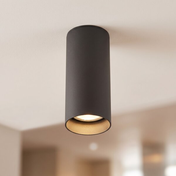 Spot de plafond gris métal GU10 rond Ø5,5 cm apparent