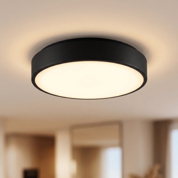 Plafonnier rond à LED noir Ø38 cm confortable et peu éblouissant