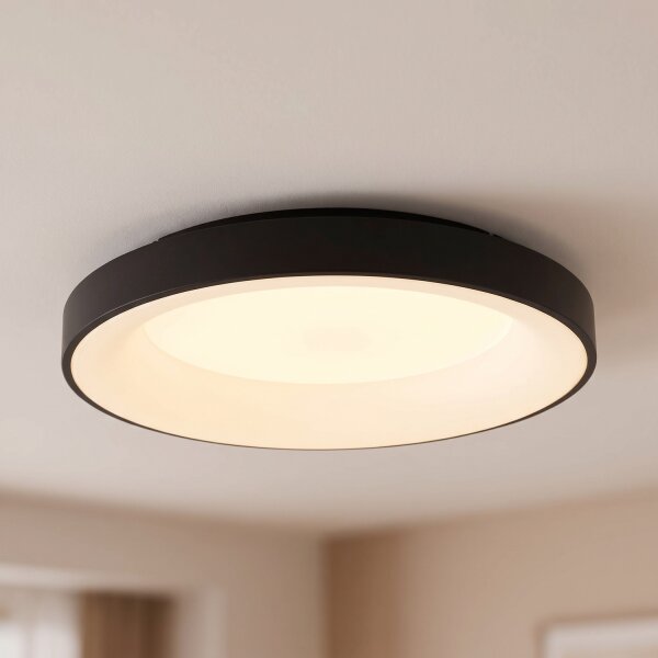 Plafonnier rond à LED noir 4000 K confortable et peu éblouissant