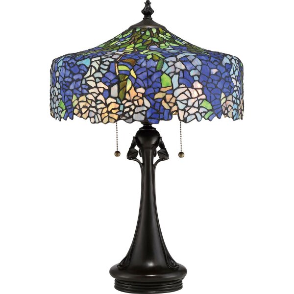 Imposante lampe de table Tiffany style interrupteur à tirette 69cm
