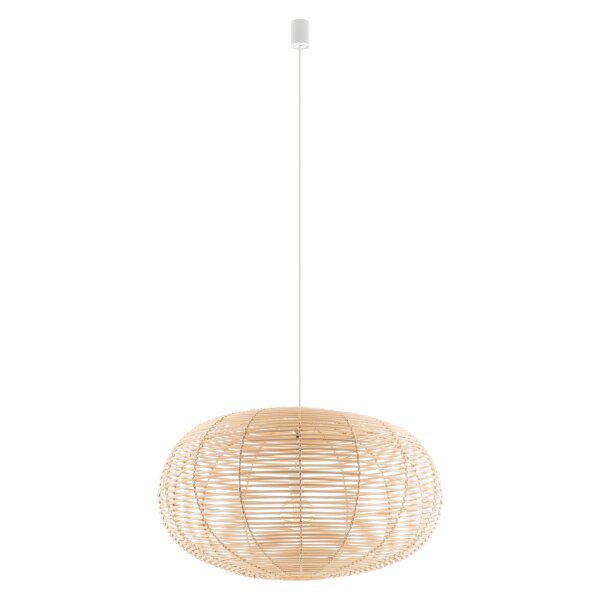 Lampe à suspendre ronde en rotin naturel confortable E27 Ø79 cm grande