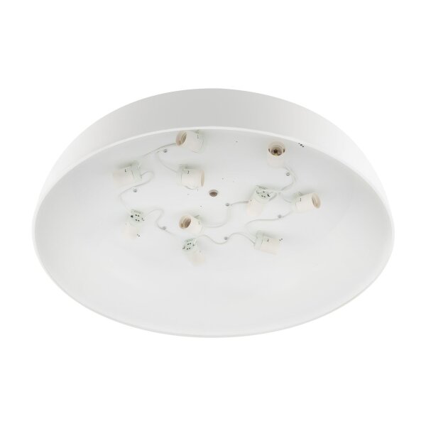 Plafonnier blanc métal E27 10 flammes L:78 cm rond
