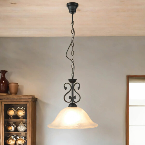 Lampe à suspendre DOROTHEA albâtre verre métal maison de campagne