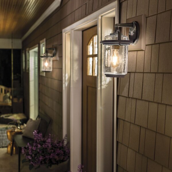 Lampe dextérieur mur verre aluminium E27 IP44 35,6 cm de haut