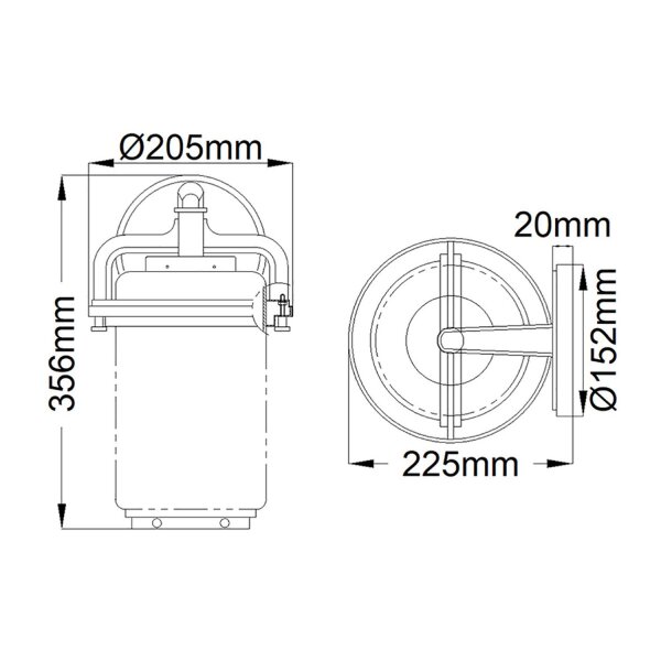 Lampe dextérieur mur verre aluminium E27 IP44 35,6 cm de haut