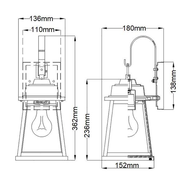 Lampe dextérieur murale résistante aux intempéries H : 36,2 cm IP44 E27 Vintage