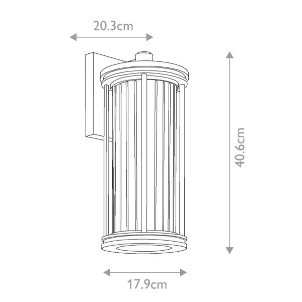 Applique murale extérieure IP44 40,6 cm de haut aluminium verre E27