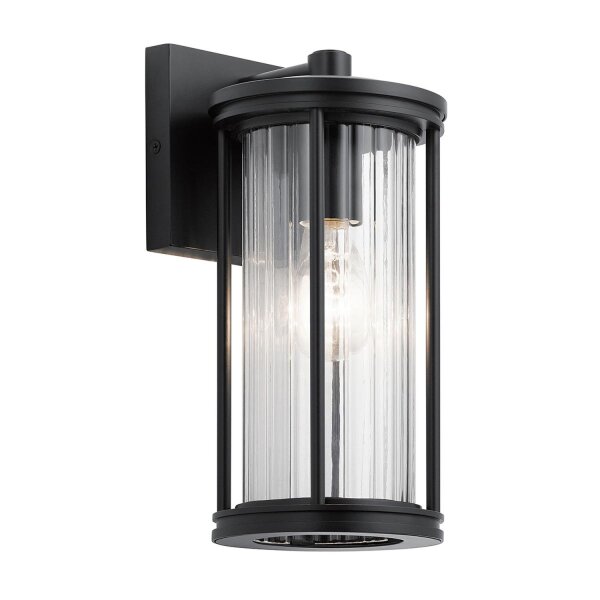 Lampe dextérieur murale IP44 H : 29 cm verre aluminium noir
