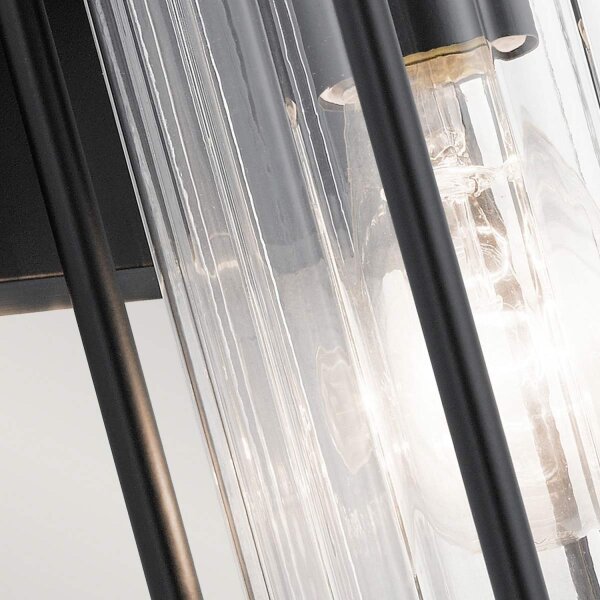 Lampe dextérieur murale IP44 H : 29 cm verre aluminium noir