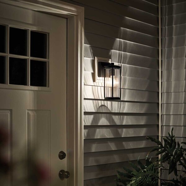 Lampe dextérieur murale IP44 H : 29 cm verre aluminium noir