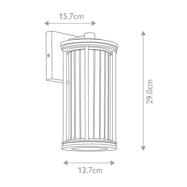 Lampe dextérieur murale IP44 H : 29 cm verre aluminium noir