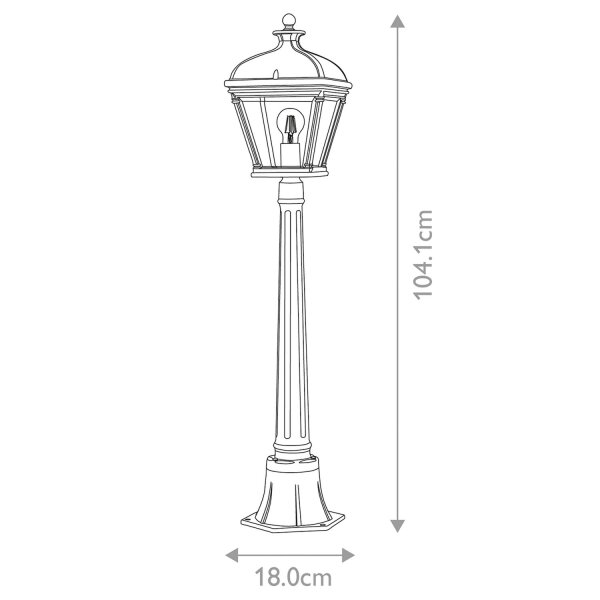 Lampe dextérieur aluminium verre E27 IP44 hauteur 104,1 cm noir