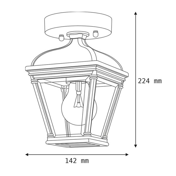 Lampe dextérieur E27 IP44 Vintage plafond entrée CHELTENHAM