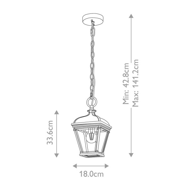 Lampe dextérieur noire L : 18 cm H : max. 141,2 cm E27