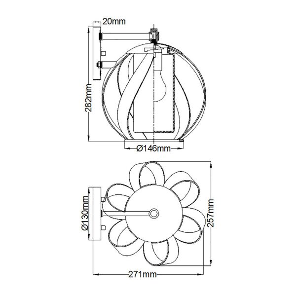 Applique murale extérieure métal verre E27 IP44 H : 28,2 cm décoratif
