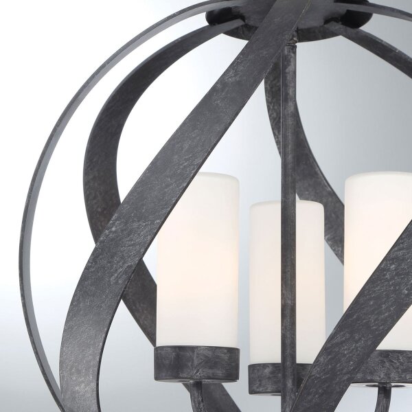 Suspension extérieure métal verre 3x E14 IP44 Ø 41 cm