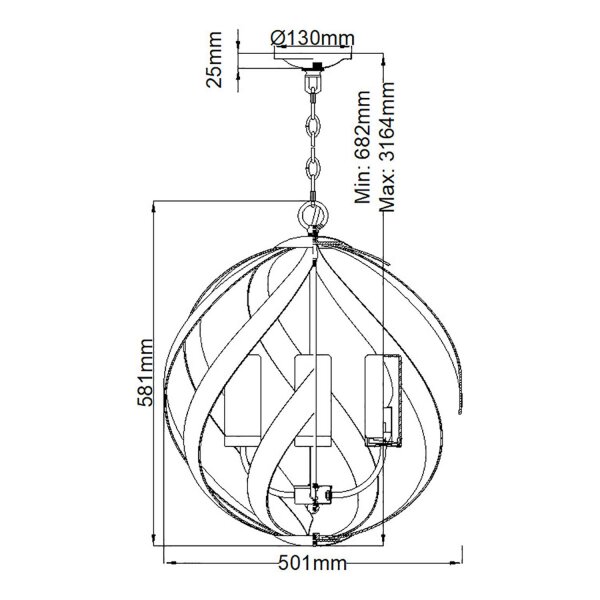 Lampe à suspendre ronde Ø50 cm 4x E14 Outdoor Terrasse