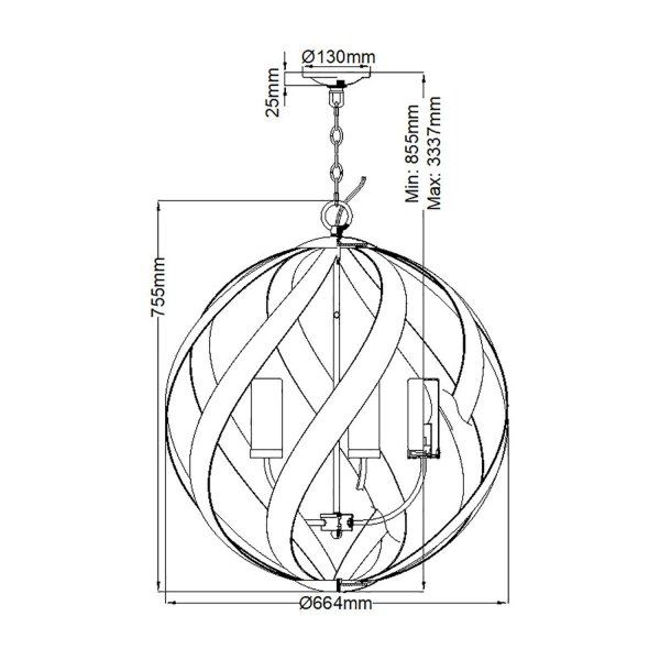 Lampe dextérieur suspendue Ø 66 cm grande hauteur réglable IP44 E14