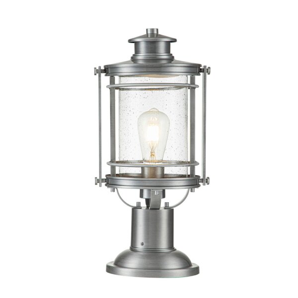 Lampe de socle aluminium verre E27 IP44 hauteur 46,6 cm