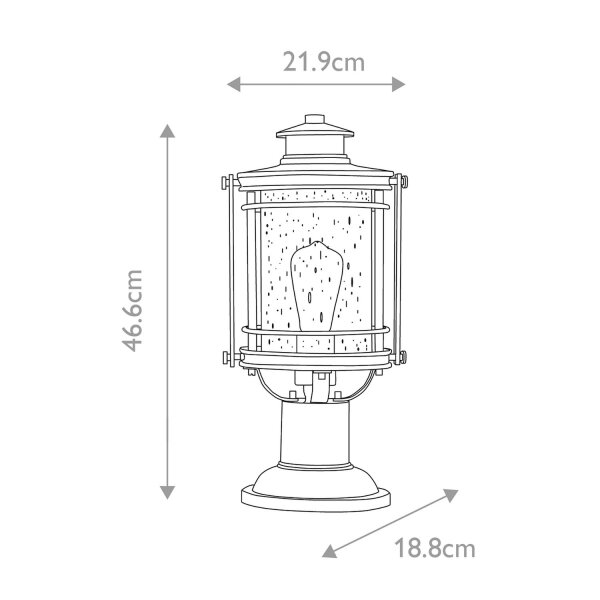 Lampe de socle aluminium verre E27 IP44 hauteur 46,6 cm