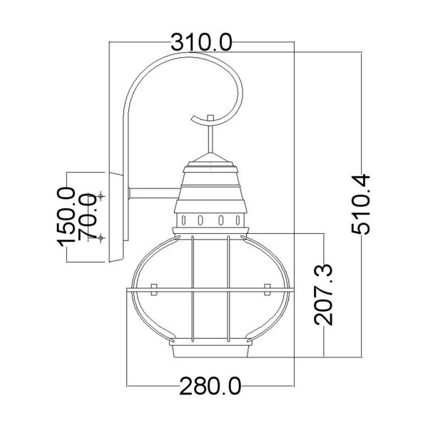 Applique murale extérieure Abat-jour sphérique Aluminium Verre Hauteur 51 cm IP44