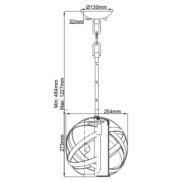 Suspension extérieure ronde Ø 25,5 cm E27 IP44 en fer antique