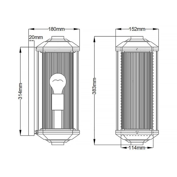 Applique murale extérieure E27 IP44 38,3 cm de haut anti-éblouissement DORKING