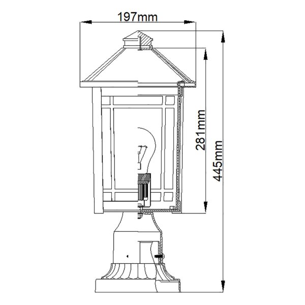 Lampe de socle jardin E27 IP44 hauteur 44,5 cm noir