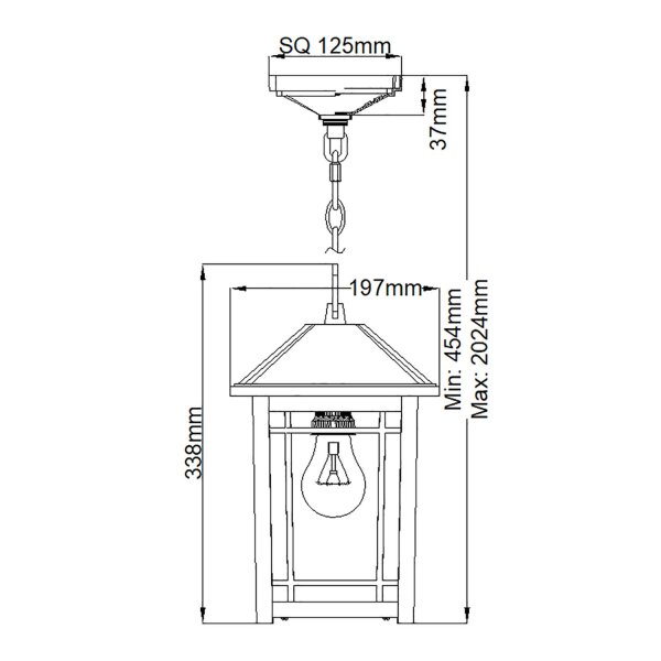 Lampe à suspendre extérieure Vintage E27 IP44 noire réglable en hauteur