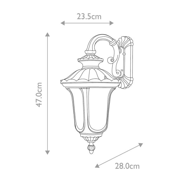 Lampe dextérieur Mur Noir IP44 H : 47 cm Vintage robuste