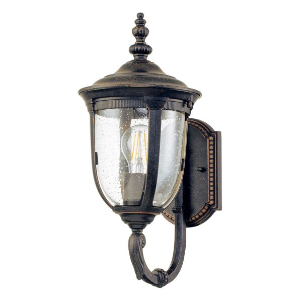 Lampe dextérieur murale IP44 H : 41,5 cm Rustique verre alu en bronze