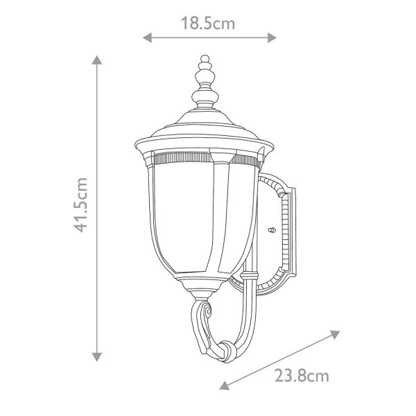 Lampe dextérieur murale IP44 H : 41,5 cm Rustique verre alu en bronze