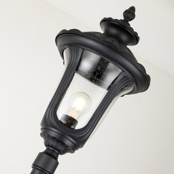 Lampadaire Noir Rustique 246,5 cm de haut Alu Verre IP44