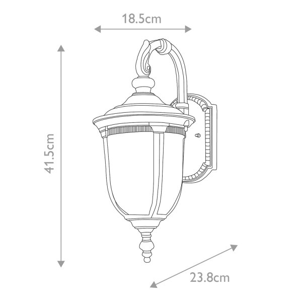 Applique extérieure en bronze verre alu IP44 41,5 cm de haut Vintage