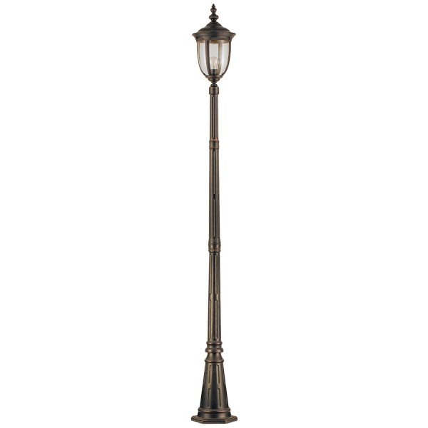 Lampe sur mât Rustique 232,5 cm de haut IP44 E27 Alu Verre