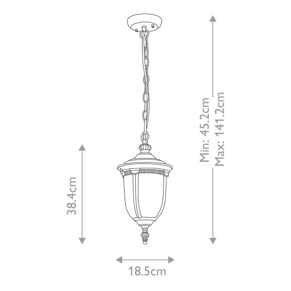 Lampe à suspendre extérieure aluminium verre IP44 L : 18,5 cm Vintage