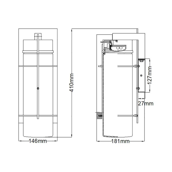Lampe LED dextérieur murale H : 41 cm IP44 noir Downlight