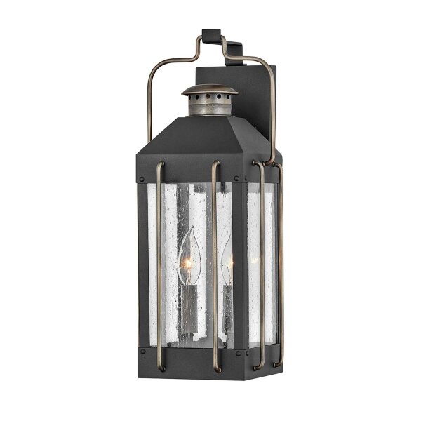 Lampe dextérieur mur aluminium verre IP44 47 cm de haut Vintage