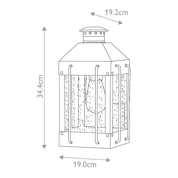 Lampe dextérieur E27 mur verre aluminium IP44 hauteur 34,4 cm