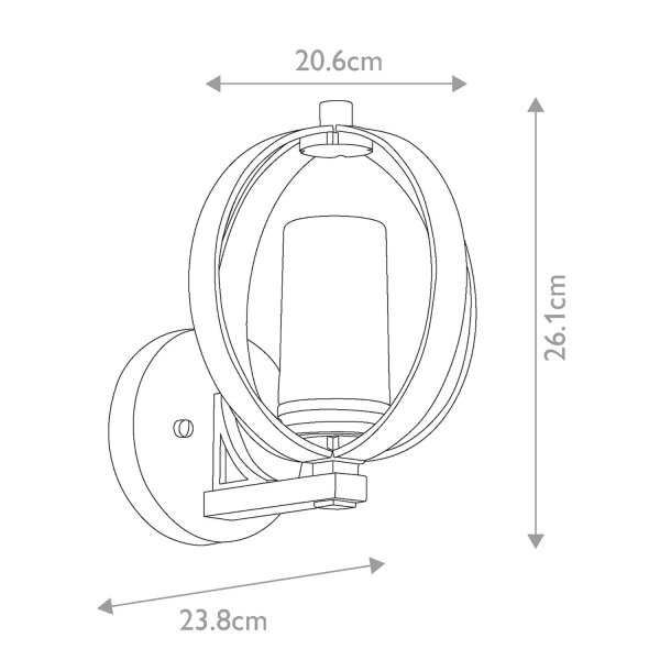 Applique extérieure IP44 H : 26,1 cm rond décoratif IVES