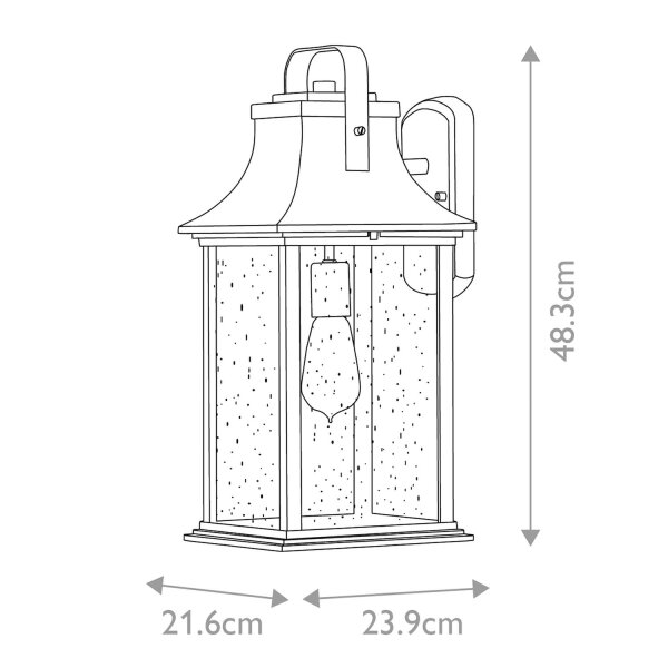 Lampe dextérieur murale H : 48,3 cm IP44 E27 en bronze Alu Verre de pluie