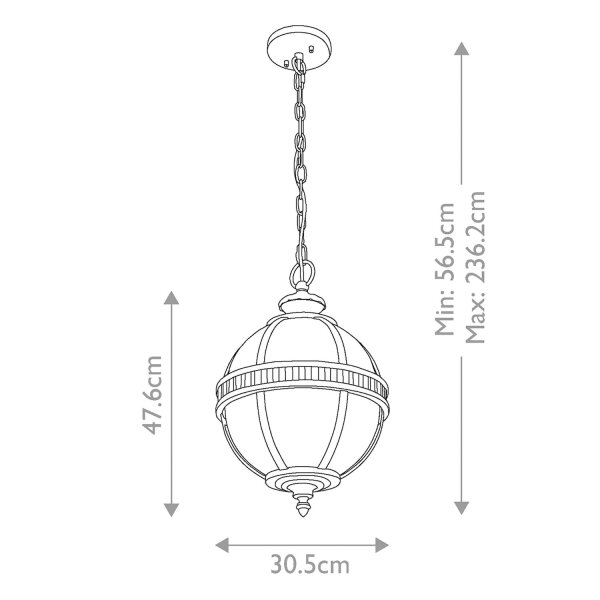 Suspension dextérieur Abat-jour sphérique Ø 30,5 cm IP44 3x E14