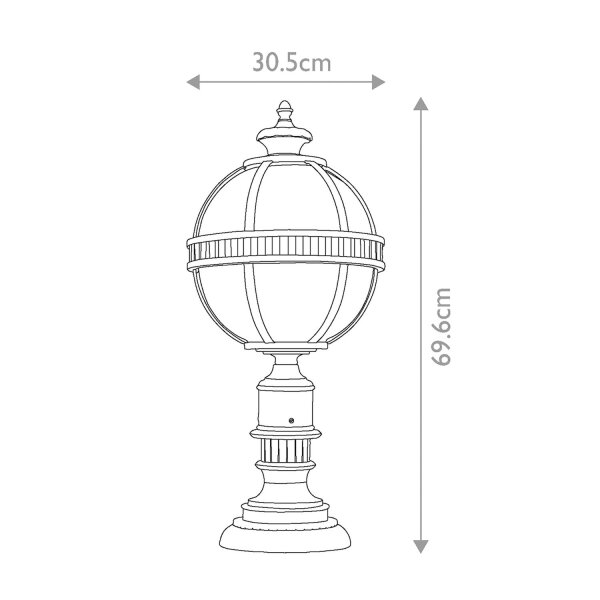 Luminaire de socle extérieur E14 IP44 69,6 cm de haut Abat-jour sphérique Vintage