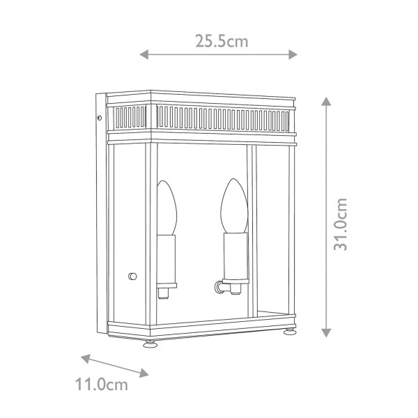 Lampe dextérieur en laiton verre IP44 31 cm de haut 2x E14