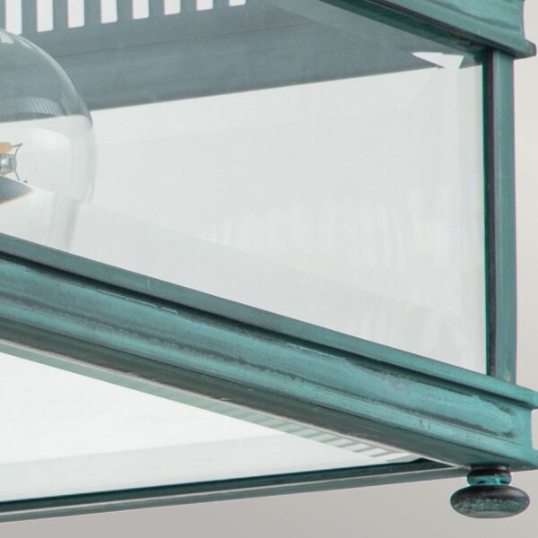 Lampe dextérieur laiton véritable verre 30 cm de large IP44 E27 vert antique