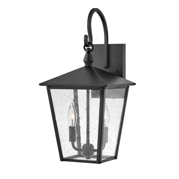 Lampe dextérieur noire mur alu verre IP44 H : 47,9 cm 2x E14