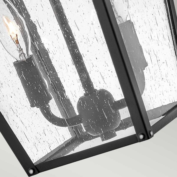 Lampe dextérieur noire mur alu verre IP44 H : 47,9 cm 2x E14