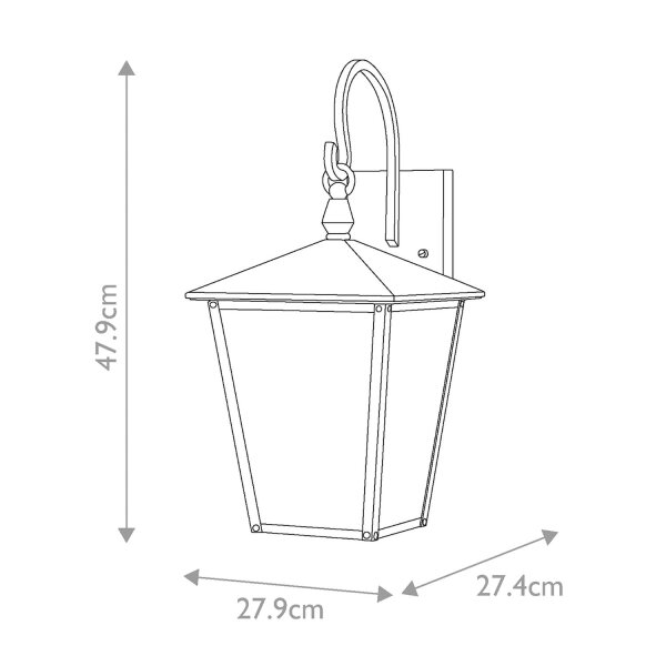 Lampe dextérieur noire mur alu verre IP44 H : 47,9 cm 2x E14