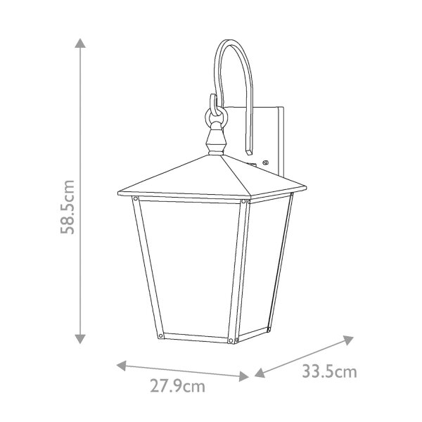 Lampe dextérieur Mur Vintage H : 58,5 cm IP44 E14 Noir